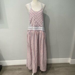 Free People plaid "pretty in" maxi dress Size L NEW